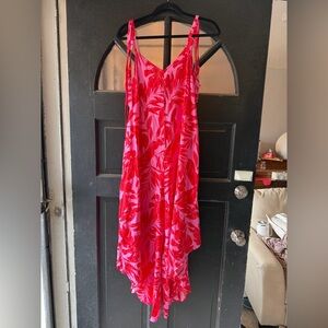 Vince Camuto Pink and Red Tropical Jumpsuit